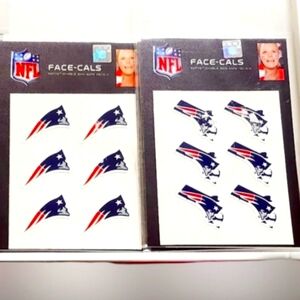 NWT 2 SETS NEW ENGLAND PATRIOTS FOOTBALL FAN GEAR FACE-CALS STICKERS!